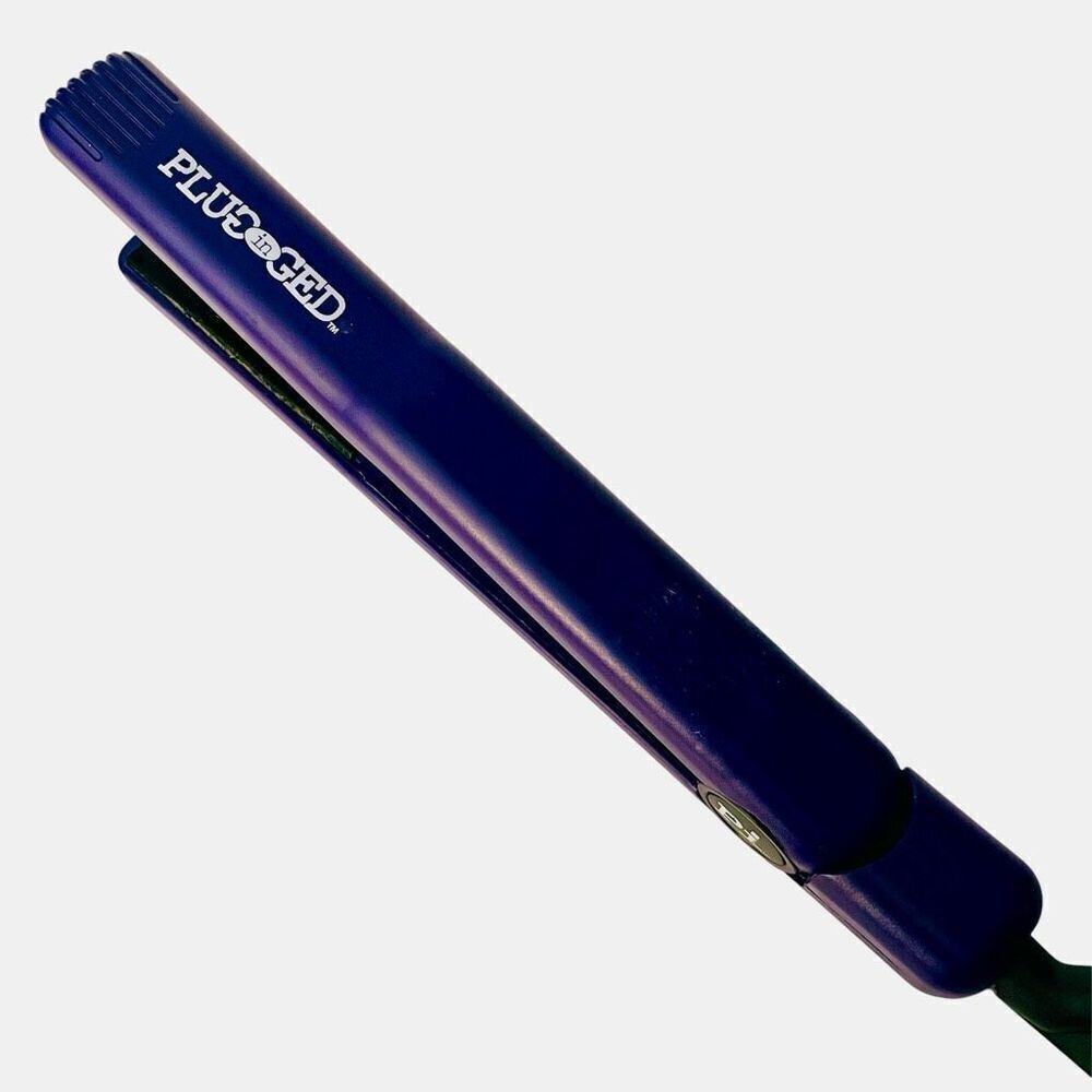 PLUG IN ged 1” ceramic tourmaline styling Purple Flat iron